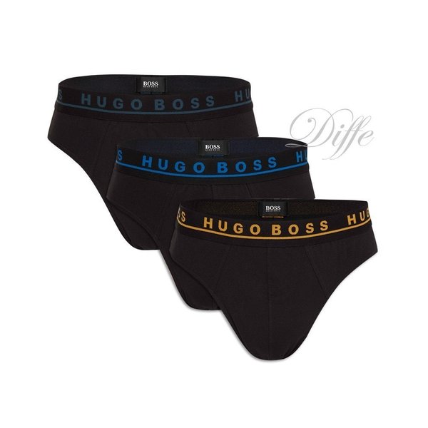 HUGO BOSS Pack 3 slip algodón elástico color negro